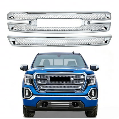 Chrome Fits GMC Sierra 1500 SLT AT4 2019-2022 Front Grille Covers Grill Overlay