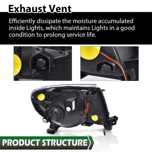 Solid Spare Fit For 05-11 Toyota Tacoma Clear Lens Chrome Dual LED Projector Headlights