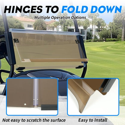 Solid Spare Flip Folding Tinted Windshield For Yamaha Drive 2 Drive2 2017-UP Golf Cart