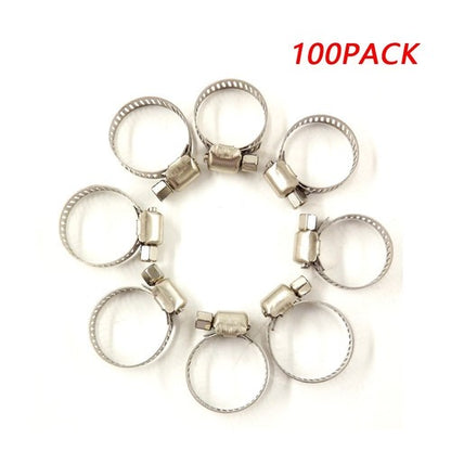 Solid Spare Adjustable 3/4"-1"100 Pcs Stainless Steel Drive Hose Clamps Fuel Line Worm Clips