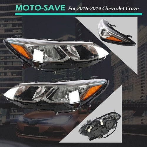 Solid Spare Headlights Fit For Chevrolet Cruze Sedan 2016-2019 Pair Set L+R Waterproof