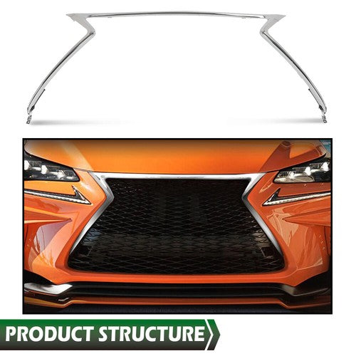 Solid Spare Fit For 2015-2017 Lexus NX200t NX300h F Sport Front Bumper Grille Trim Chrome