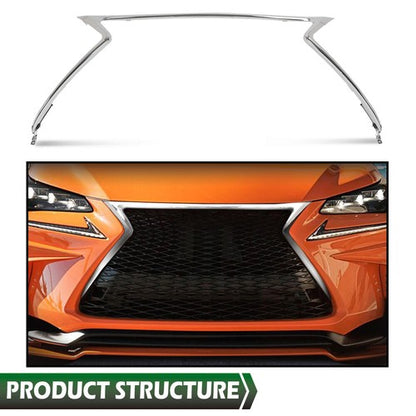 Solid Spare Fit For 2015-2017 Lexus NX200t NX300h F Sport Front Bumper Grille Trim Chrome