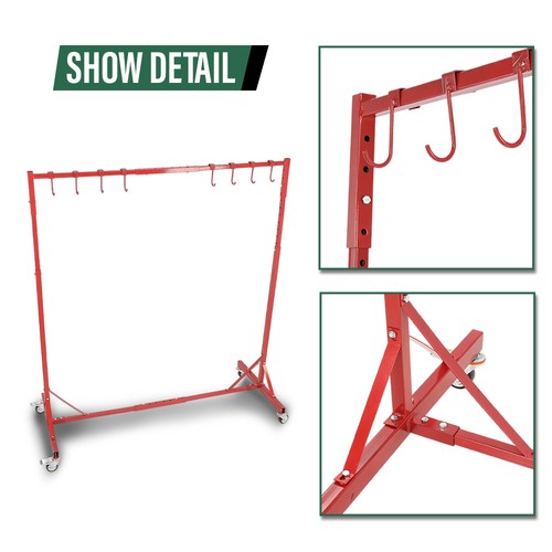 Solid Spare 5-7ft Red Painting Rack Adjustable Paint Hanger 8 Hooks Auto Body Painting Stand