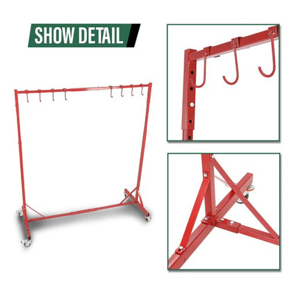 Solid Spare 5-7ft Red Painting Rack Adjustable Paint Hanger 8 Hooks Auto Body Painting Stand