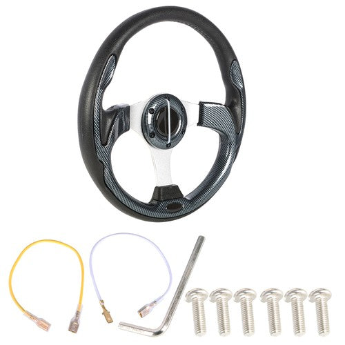 Solid Spare Golf Cart 12.5 inch Carbon Fiber Steering Wheel Fit For Yamaha EZGO Club Car
