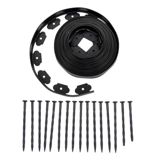 Solid Spare 40FT Garden Edge Lawn Grass Stone Isolation Strip 16pcs Anchoring Spik New