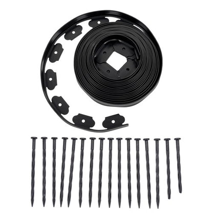 Solid Spare 40FT Garden Edge Lawn Grass Stone Isolation Strip 16pcs Anchoring Spik New