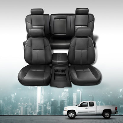 Solid Spare Fit For 07-13 Chevy Silverado GMC Sierra Crew Cab Full Set Seat Covers Replace