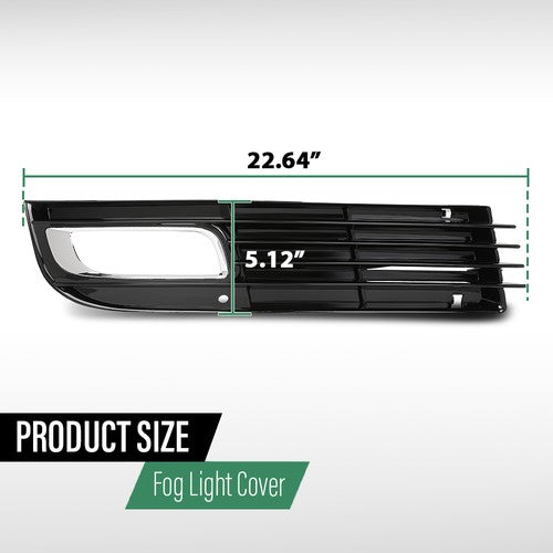 Solid Spare Fog Light Bezel Lamp Cover w/ Chrome Trim Fit For 08-10 Audi A8 D3 Left+Right