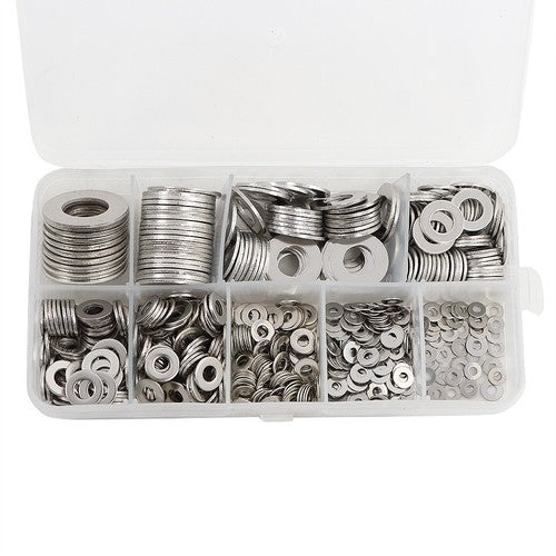 Solid Spare Flat Washer 304 Stainless Steel Washers Assortment Set Value Kit 600 Pieces Set