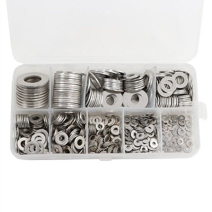 Solid Spare Flat Washer 304 Stainless Steel Washers Assortment Set Value Kit 600 Pieces Set