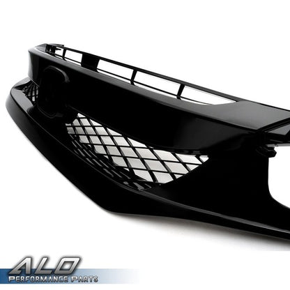 Solid Spare Fit For 16-21 Honda Civic 10th Gen Type R Style Front Bumper Hood Grille Black