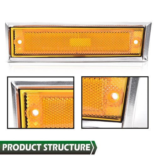 Solid Spare Pair Front Signal Side Marker Lights Amber Fit For 81-91 GMC Chevy Pickup Truck