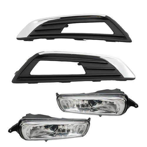Solid Spare Front Bumper Upper+Lower Grill&Fog Light Set&Trim Set For Ford Focus 2015-2018