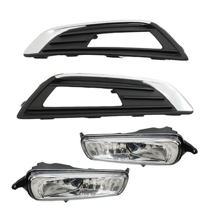 Solid Spare Front Bumper Upper+Lower Grill&Fog Light Set&Trim Set For Ford Focus 2015-2018