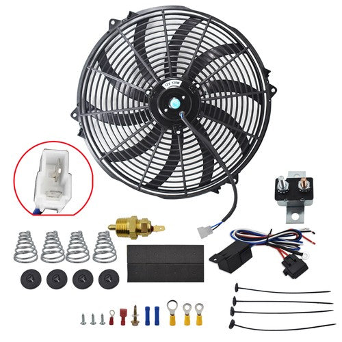 Solid Spare 12V Thermostat Relay Switch Kit 16" Electric Radiator Cooling Fan High 3000CFM