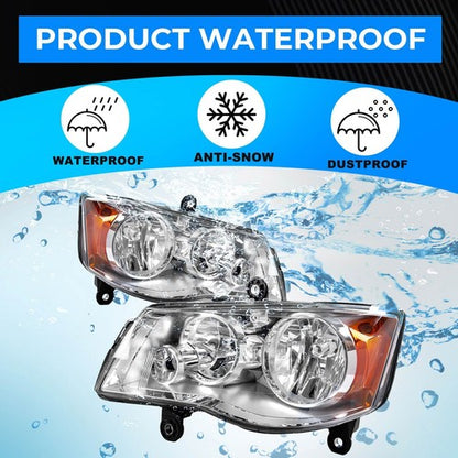 Solid Spare For 2011-2019 Dodge Grand Caravan 2008-16 Chrysler Town & Country Headlights Set
