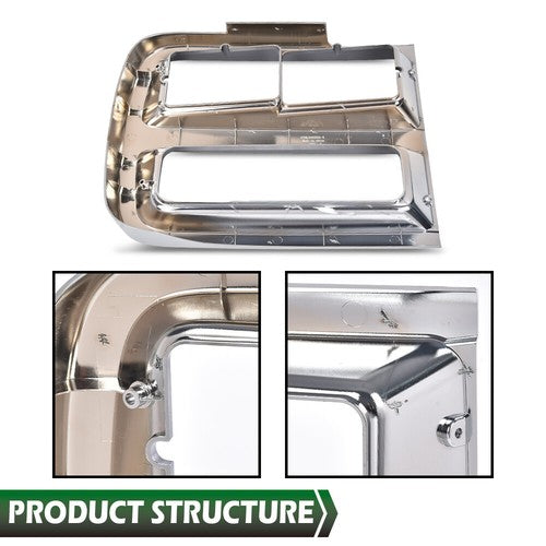 Solid Spare Fit For 1992-1995 Chevrolet G10 G20 G30 Silver Headlight Trim Bezel Left+Right