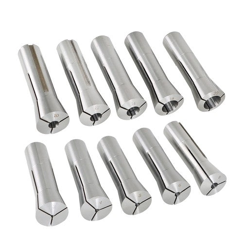 Solid Spare 10pc R8 7/16-20 Round Collet Set 3mm-20mm Milling Lathe High Precision 0.0006"