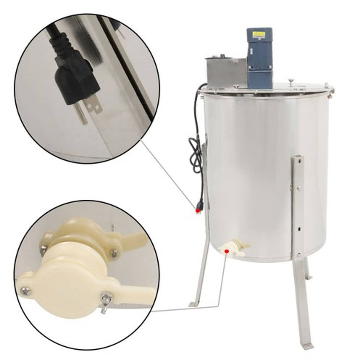 Solid Spare Electric Honey Extractor Beekeeping Equipment 4/8 Frames Stainless Steel 140W