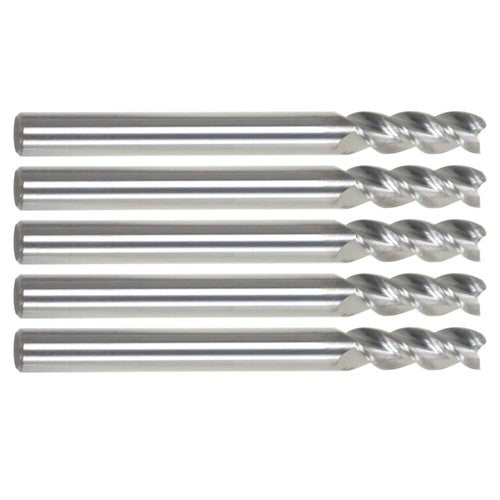 Solid Spare 5 Pack 3/16" 3 Flute Regular Length Carbide End Mill For Aluminum