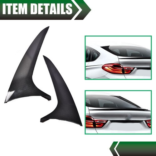 Solid Spare Fit For 19-21 BMW X4 Rear Window Spoiler Wing Side Trim Carbon Look 2pcs