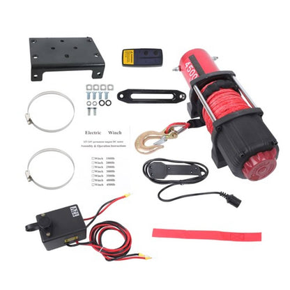 Solid Spare Electric Winch 4500lbs Synthetic Rope 12VDC Copper Motor With Wireless Remote