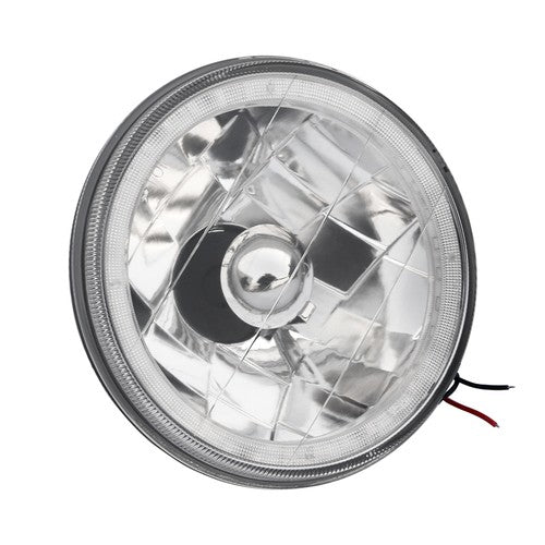 5-3/4"Inch Round LED Red Halo Style Halogen Crystal Clear Headlights Angel Eye