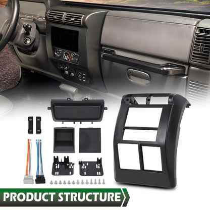 Solid Spare Fit For 97-02 Jeep Wrangler TJ Double Din Dash Bezel Radio Stereo Mounting Kit
