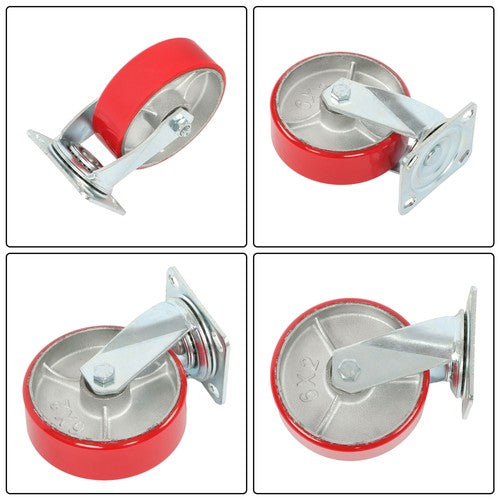Solid Spare 6" × 2" Tilt Casters Heavy Duty Swivel Caster Wheel 1250 Lbs Industrial Casters