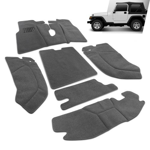 Solid Spare 6PCS Floor Mats Interior Carpets Rug Kit Gray Fit For 1997-2006 Jeep Wrangler TJ