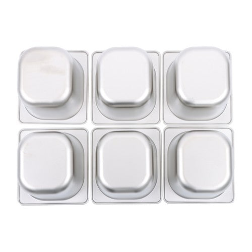 Solid Spare 6 Pack 6 Inch Deep Thickened 1/6 Size Stainless Steel Steam Table Pans
