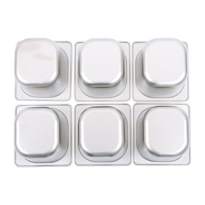 Solid Spare 6 Pack 6 Inch Deep Thickened 1/6 Size Stainless Steel Steam Table Pans