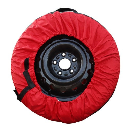 Solid Spare Car Cover New 4Pcs Tyre Cases Tyre Bags For Red 420D And Black 600D W/ Handheld