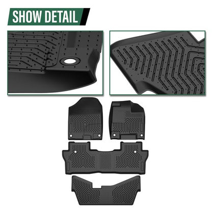 Solid Spare 3D Molded TPE Floor Mats Fit For 16-22 Honda Pilot Car Carpet All Weather Liners