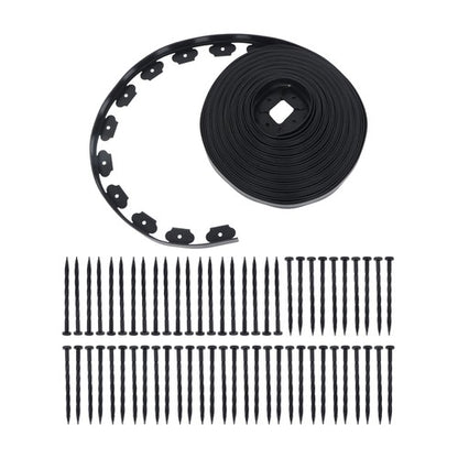 Solid Spare Garden Edging Landscape Edging with 60 Spikes for Lawn 1.5 Inch 100FT Black