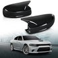 Solid Spare Fit For 2015-2023 Dodge Charger SRT Black Horn Side Wing Mirror Cover Cap Trim