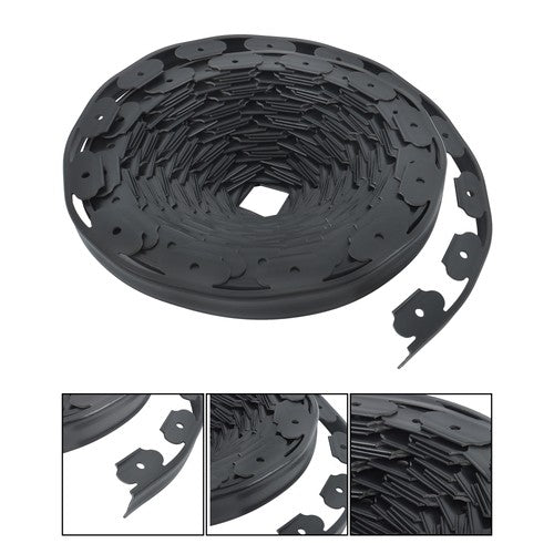 Solid Spare Landscape Edging with 32 8in Spikes for Lawn 1.5 Inch 100FT Black Garden Edging