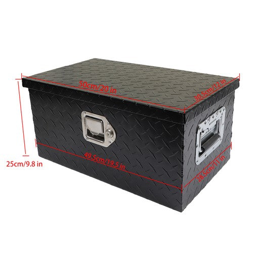 Solid Spare 20"×12"×9.5" Tool Box w/Keys For Pickup Trailer Black Aluminum Diamond Plate