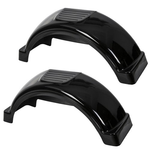 Solid Spare Set Of 2 Single Axle Trailer Fenders w/ Top Step For 13" Wheels Tires Skirt Boat