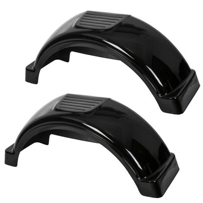 Solid Spare Set Of 2 Single Axle Trailer Fenders w/ Top Step For 13" Wheels Tires Skirt Boat