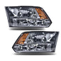 Solid Spare Fit For 2009-2018 Ram 1500 2500 3500 Somke Lens Amber Corner Headlights Assembly