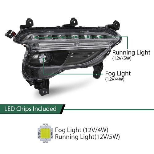 Solid Spare Fit For Hyundai Santa Fe Sport 2017-2018 Front Fog Lights Daytime Running Lamps