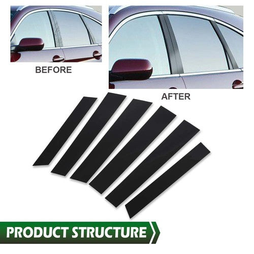 Solid Spare Fit For 2007-2011 Honda CRV 4dr Black Window Pillar Posts Cover Door Trim 6PCS