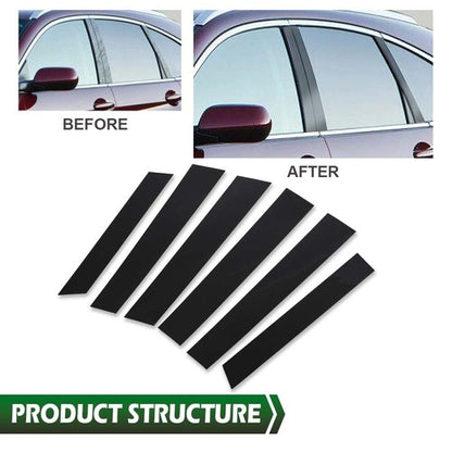 Solid Spare Fit For 2007-2011 Honda CRV 4dr Black Window Pillar Posts Cover Door Trim 6PCS