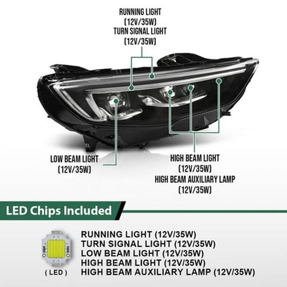 Solid Spare Full LED Headlight Assembly Right Fit For 2018-2020 Buick Regal w/o LED Module