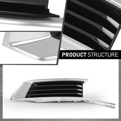 Solid Spare Fit For 2018-2019 Cadillac XTS Front Bumper Insert Fog Light Cover Left+Right