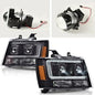 Solid Spare Fit For 07-14 Chevy Avalanche Tahoe Suburban Dual LED Projector Headlights Black