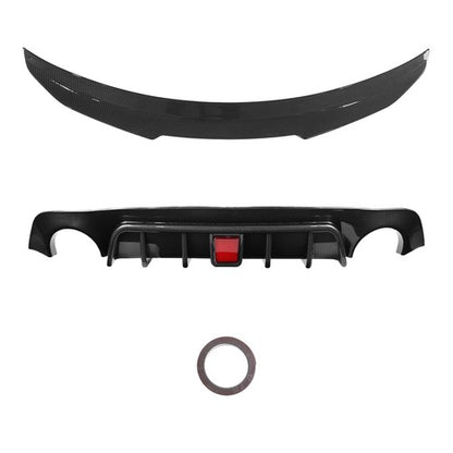 Fit 2018-2024 Infiniti Q50 Rear Diffuser & Trunk Spoiler Wing Carbon Fiber Style